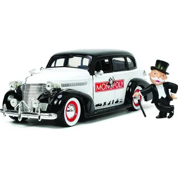 autíčko Monopoly - Diecast Mondel 1/24 1939 Chevrolet Master s figurkou Mr. Monopoly