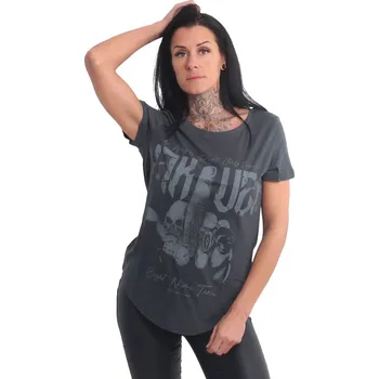 Dámské tričko Yakuza Ink. - dámské triko NO REGRET CURVED CREW NECK 22132 anthrazit Barva: šedá, Vel: S