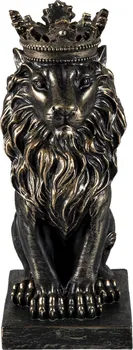 Clayre & Eef Dekorativní soška sedícího lva s korunou 15 x 10 x 25 cm