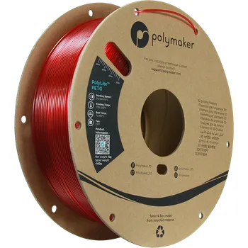 Filament Polymaker PolyLite PETG transparentní červená 1,75mm 1kg