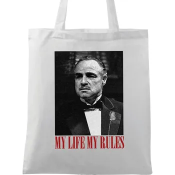 Nákupní taška Bavlněná taška Marlon Brando - Můj život, moje pravidla (Barva: Bílá)