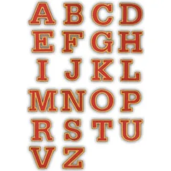 Nažehlovací vyšívaná písmenka sada - červená, výška 3 cm