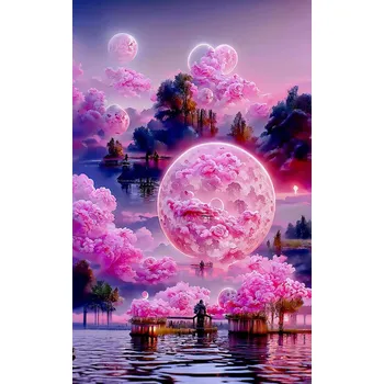 Diamantové malování Diamantové malování - Fantasy růžová krajina č. 937