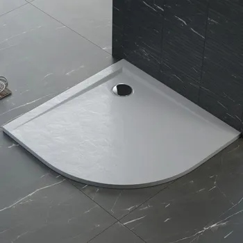 Sprchová vanička Polimat Čtvrtkruhová sprchová vanička z minerálního kompozitu Perrito HR 80x80 (90x90) Barva: Šedá - kamenná struktura, Rozměry (cm): 80x80