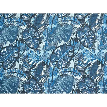 Snový svět Monstera modrá - francouzský len