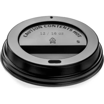 Jednorázové nádobí Gastro obaly Víčko PS černé ke kelímku na kávu 12/16oz (min. počet 1000ks)