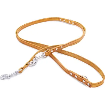 Vodítko pro psa Tamer Kožené vodítko STUBBY | Přepínací | hořčicová Šířka: 14 mm