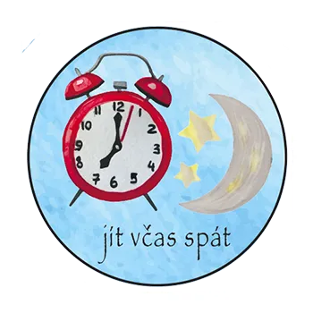 magnetka pro dítě Magnetka pro děti – Jít včas spát, ručně malovaná, 37 mm