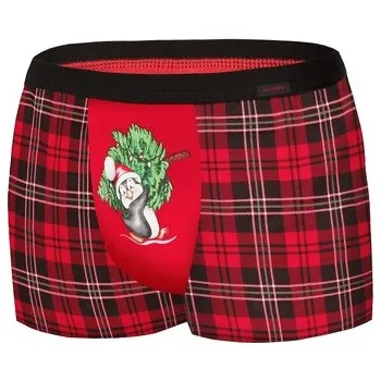 Boxerky Boxerky pánské Cornette 66 vánoční tučňák červené Barva: červená, Velikost: XXL