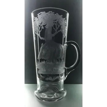 Sklenice tuplák s rytinou divočáka - ručně ryté (broušené), dárek pro myslivce