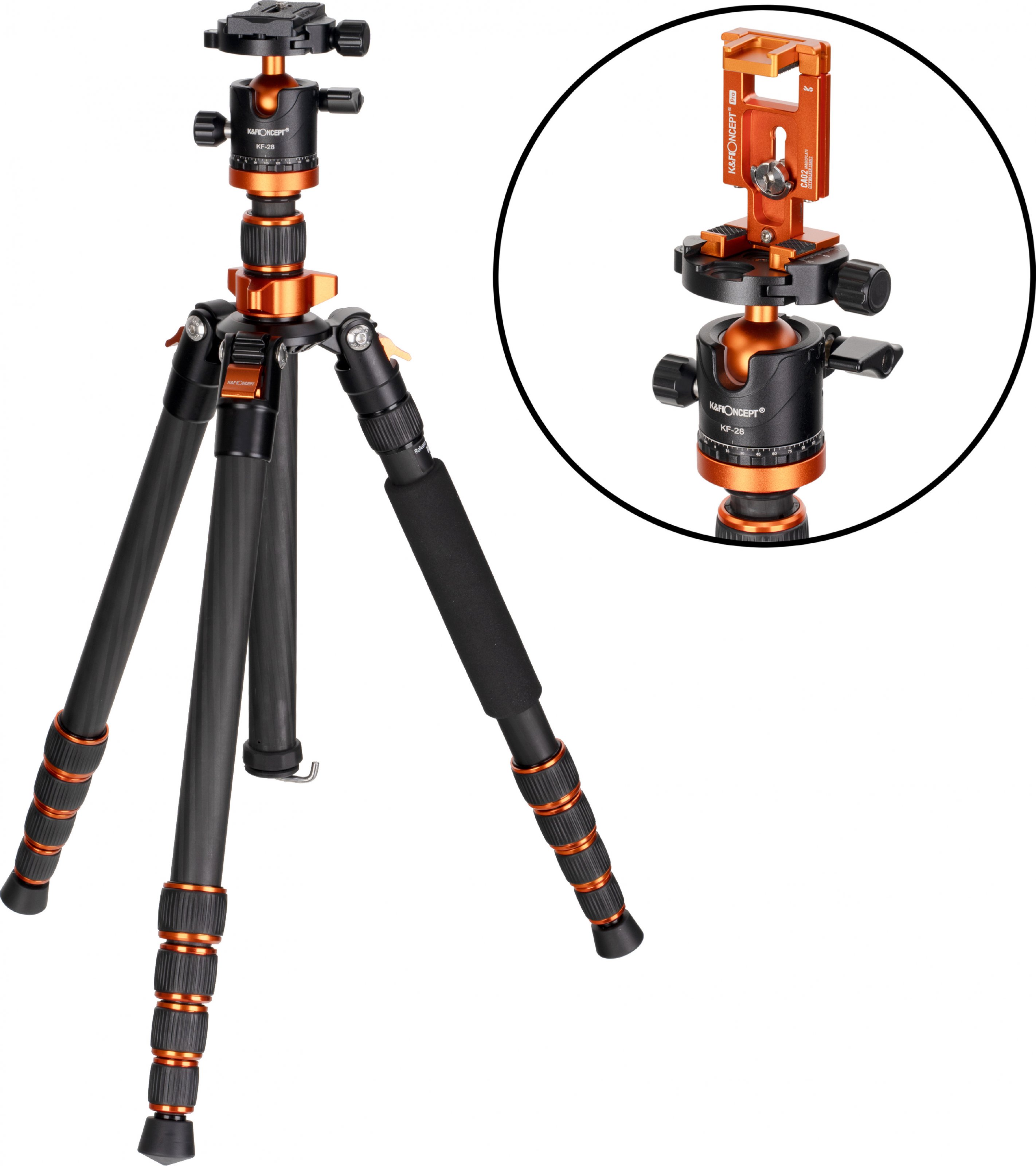 K&F Concept stativ na fotoaparát a kameru - tripod s držákem na telefon a mikrofon (1 720 mm - Carbon)