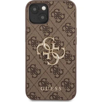 Telefonní příslušenství Guess PU 4G Metal Logo kryt pro iPhone 13 Barva: Hnědá