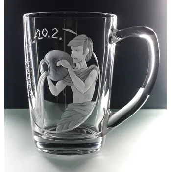 Hrneček 250ml znamení Vodnář - ručně ryté (broušené) dárková krabička