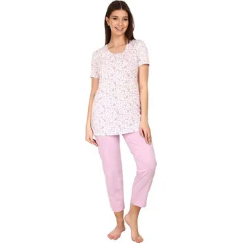 Dámské noční prádlo Dámské pyžamo Pleas 728 kytičky bílé Barva: Bílá, Velikost: XXL