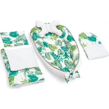 Podložka do kočárku 5v1 bílá se vzorem listů