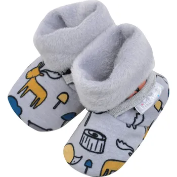 Capáčky šedé hřejivé bačkorky se zvířátky