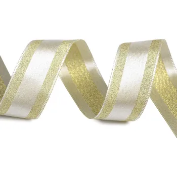 Stuha s lurexem šíře 25 mm, barva 2 zlatá sv.