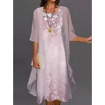 Večerní set 2v1 na léto šaty a šifonový kardigan Velikost: 4XL, Barva (Varianta): Růžová