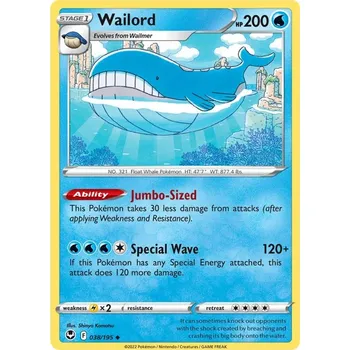 Sběratelská karetní hra Wailord 038/195 - Silver Tempest Typ karty: Non-Holo