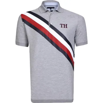 Pánské tričko Pánské šedé polo triko Tommy Hilfiger - Velikost XL, Barva Šedá 23296