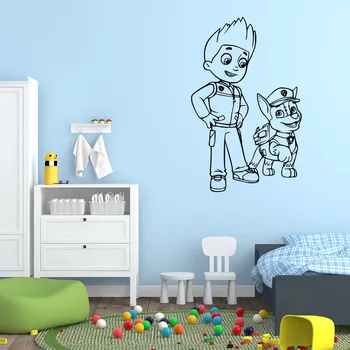 Samolepící dekorace Živá Zeď Samolepka na zeď Ryder a Chase Tlapková patrola Barva: černá