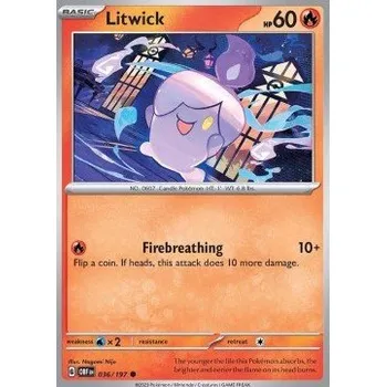 Sběratelská karetní hra Pokémon OBF 036/197 Litwick - Obsidian Flames Stav: Near Mint, Verze: REVERSE HOLO