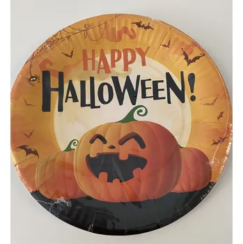 Party dekorace Talíře papírové velké HAPPY HALLOWEEN 8ks