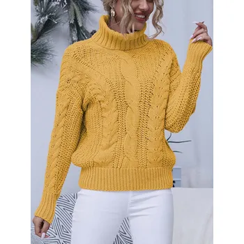 Copánkový oversize svetr s rolákem Barva: Žlutá, Velikost: M