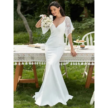 Dámské šaty Pouzdrové šaty se širokými krajkovými rukávy Barva: Krémová, Velikost: 2XL