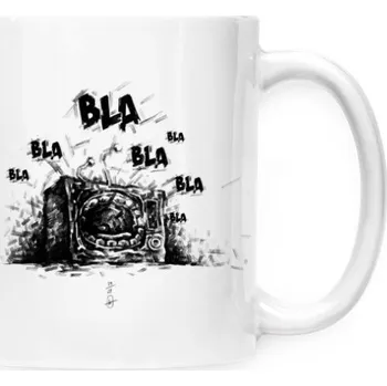 Hrnek malý bílý s potiskem Television BlaBla (Hrníček)
