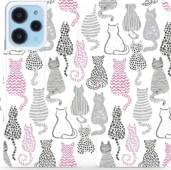 Pouzdro na mobilní telefon Flipové pouzdro Mobiwear - Xiaomi Redmi 12 - MX01S Kočičí zádíčka (Knížkové flip pouzdro, obal, kryt na mobil Xiaomi Redmi 12 - MX01S Kočičí zádíčka, materiál Umělá kůže + TPU - ochrana 360°, stojánek, silikonová vanička, magnetické zavírání)