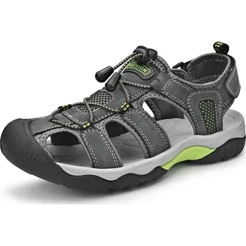 Dámské sandále Prošívané pánské sandály kožené prodyšné a protiskluzové Barva: Šedá, Velikost: 46