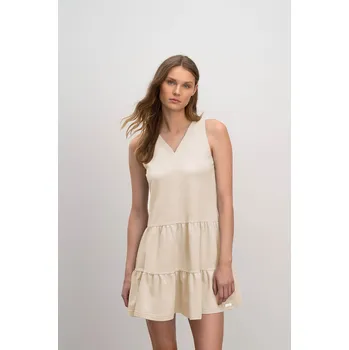 Dámské šaty Vamp - Pohodlné jednobarevné dámské šaty 16173 - Vamp beige crystal S