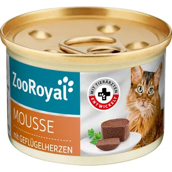 Krmivo pro kočku ZooRoyal pěna s drůbežími srdci 12 × 85 g