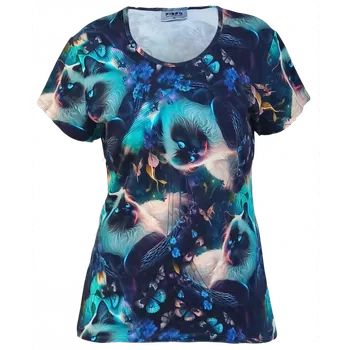 Dámské tričko Kočka a motýlci XL