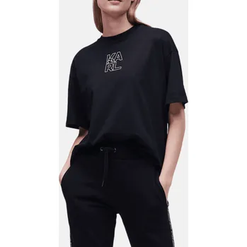 Dámské tričko Dámské černé triko Karl Lagerfeld - Velikost M, Barva Černá 55432 22UW1703999