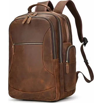 Sportovní batoh Dvojitý kožený batoh velký na cesty s USB konektorem Barva (Varianta): Design2 hnědá