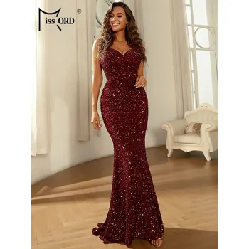 Dámské šaty Minimalistické flitrové šaty se špagetovými ramínky Barva: Vínová, Velikost: XL