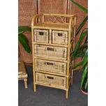 Medová komoda z přírodního ratanu 3+2 zásuvky