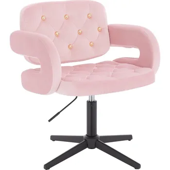 Otočné křeslo Ardal Gold velur na černém kříži - růžová