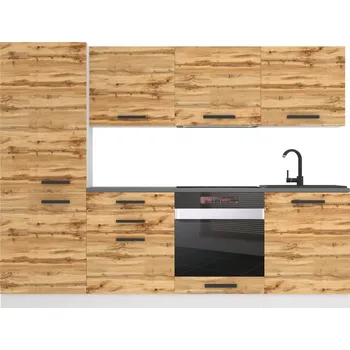 Kuchyňská linka Kuchyňská linka Belini Premium Full Version 240 cm dub wotan s pracovní deskou SANDY TOR SANDY/0/WT/DW/B/B1