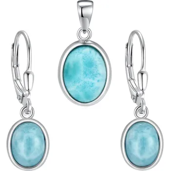 Souprava šperků 4U Stříbrná souprava s přírodním larimarem-náušnice a přívěsek Sonja