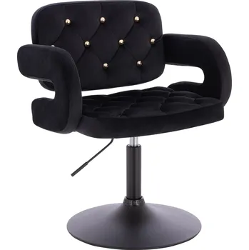 Otočné křeslo Ardal Gold velur na černém talíři - černé