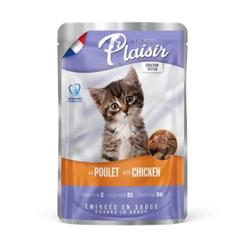 Krmivo pro kočku Plaisir Cat Kitten kapsička kuřecí v omáčce 100 g