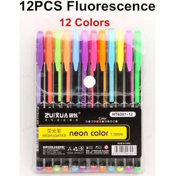 Sada barevných gelových per | 12 kusů - 12Barevná fluorescence