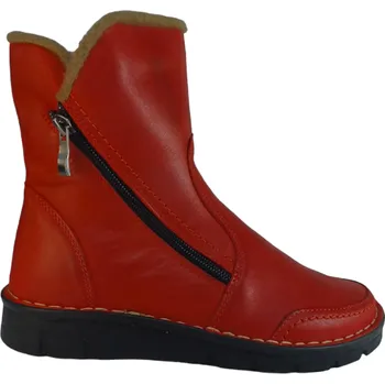 Dámská zimní obuv D 90-115/Z - 05 dámské zateplené vyšší boty v červené barvě 38