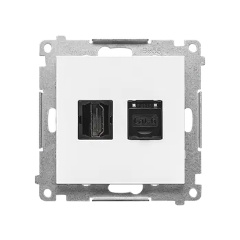 Elektrická zásuvka SIMON TGHRJ45.01/111 Zásuvka HDMI + datová RJ45 kat. 6 (přístroj s krytem) bílá