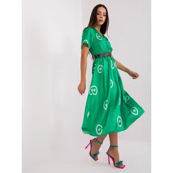 Dámské šaty Dámské šaty s potiskem midi koktejlové XIKA zelené
