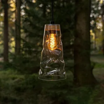 Your Design Moderní svěšené svítidlo ze skla Element Small Natural Dřevodekor: Černý, Sklo: Čiré, Barva objímky: Zlatá EL-S-N-E27/CZC