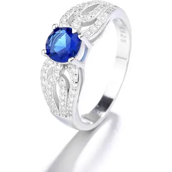 Prsten Stříbrný prsten modrý safír se zirkony SERENA Velikost:6 (EU: 51-53) Ag/; ≤3,31 g 10045_6